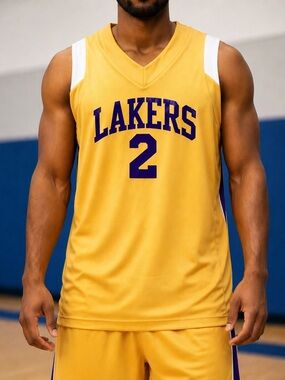 LA Lakers Gold No 2 Jersey Men M Sleeveless Basketball Athletic Streetwear Top